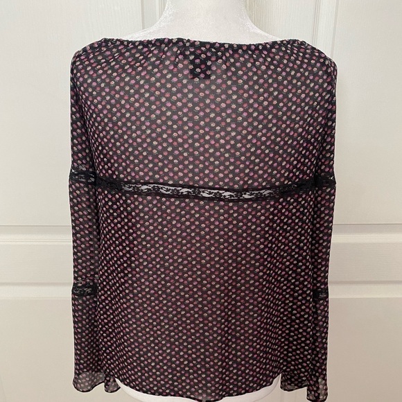 Karen Kane 100% Silk Boho Floral Lace Bell Sleeve Blouse | Size S - Picture 6 of 11